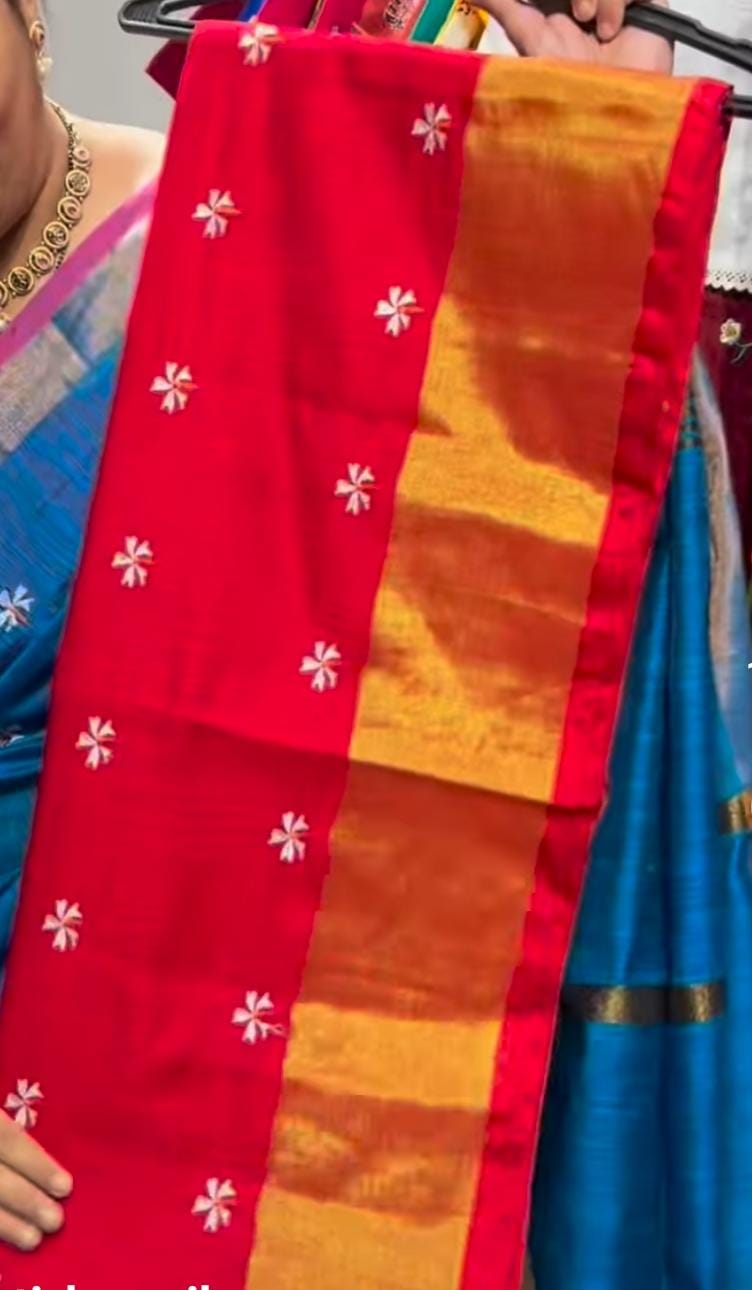 Prajakta flower embroidery with Jari Kath Saree
