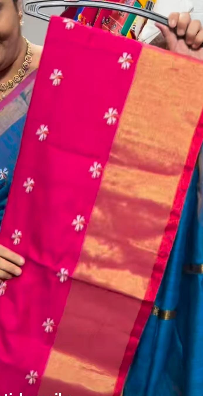 Prajakta flower embroidery with Jari Kath Saree
