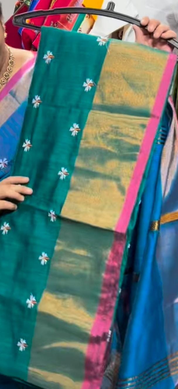 Prajakta flower embroidery with Jari Kath Saree